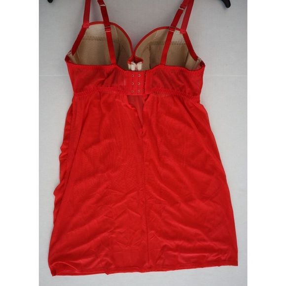 Cacique x Layne Bryant Sz 14/16 Red Underwire Lace/Sheer Baby Doll Lingerie $70 - Picture 2 of 3